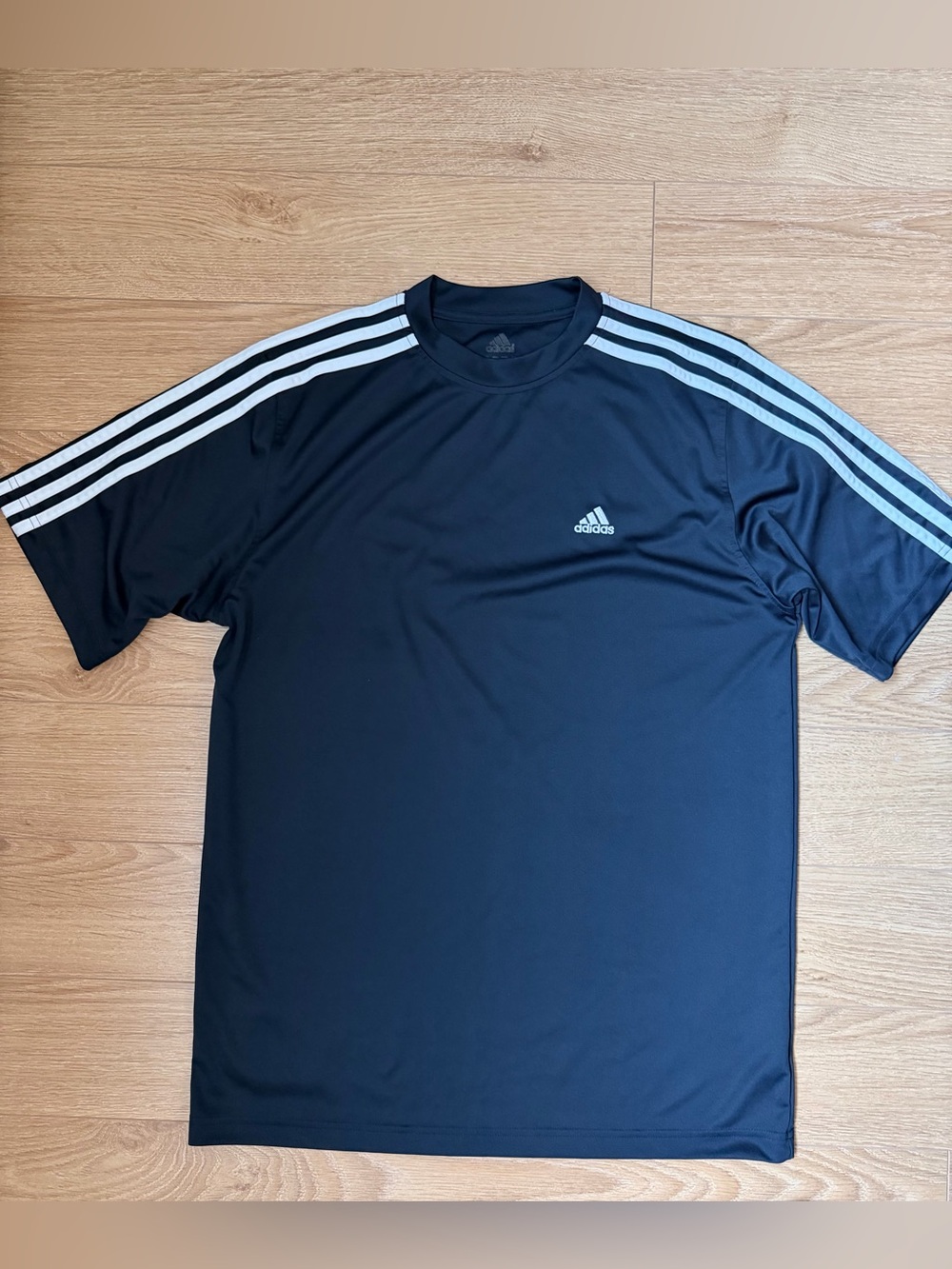 ADIDAS Dark Navy Short Sleeve Tee with White 3-Stripes